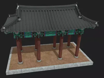 Korean Traditional Hanok WatchTower Low-poly 3D model