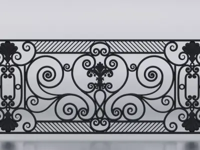 Balcony railing Low-poly 3D model