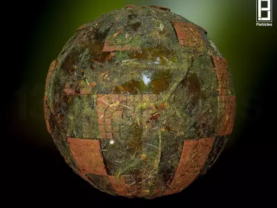 4k PBR Texture Of Damaged Floor with Water Moss Texture