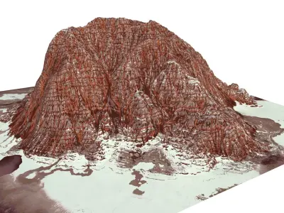 Red Snow ICE Mountain Canyon Desert Low Poly Terrain Rock 2 Low-poly 3D model