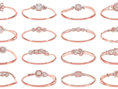 Diamond light gold bracelet 48pcs 3D Model Pack