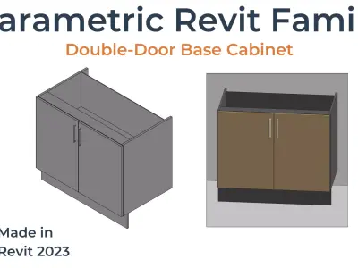 DOUBLE DOOR BASE Cabinet Revit Family UK Parametric 3D model