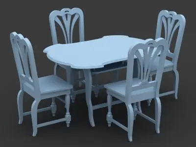 Chair and Table Set 3D model