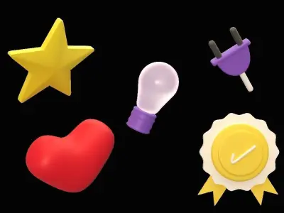 A collections of icons set  Free low-poly 3D model