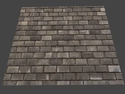 brickwork tiled floor with bricks 3D model