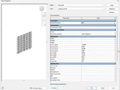 Parametric Brick- Masonry Wall with various array options Low-poly 3D model