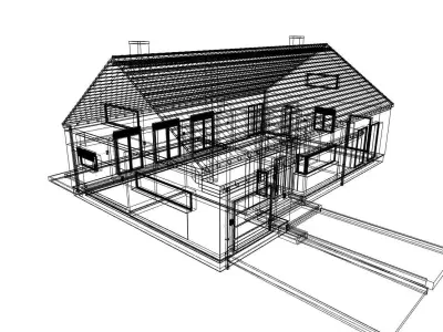 modern house with tiles for 3d rendering or for game model 3D model