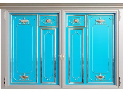 Classic gate with antique pattern silver plated and gilded 3D model