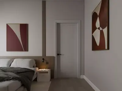 Modern bedroom Low-poly 3D model