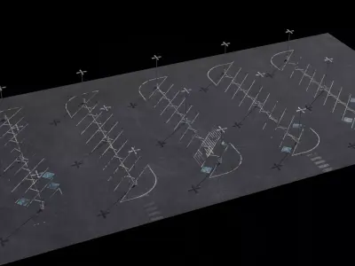 Diagonal Parking Lot Scene With 8K and 4K Textures Low-poly 3D model