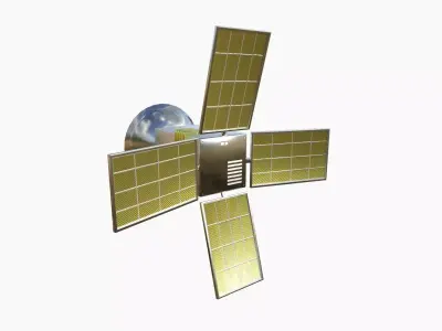 Satellite G02 White Gold - SciFi Space Design Low-poly 3D model