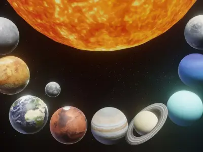 Photorealistic Solar System 3D Model With 25 Sci-Fi Music Tracks Low-poly 3D model