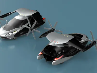  Concept Futuristic Flying Car Rigged 