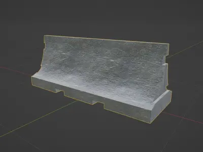Concrete Barrier Low-poly 3D model 22