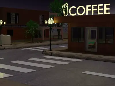 Lofi coffee shop Low-poly 3D model
