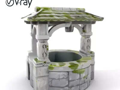 Rustic Stone Water Well Model Pack Low-poly 3D model