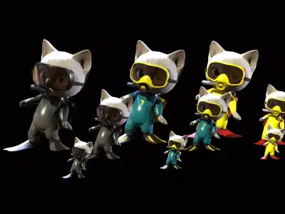 Cat7Pack2 Low-poly 3D model