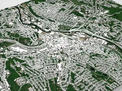 Cityscape Waterbury Connecticut United States 3D model