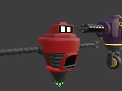 Four cartoon robots 3D model