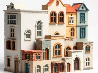 Charming Townhouse Faade model pack Low-poly 3D model