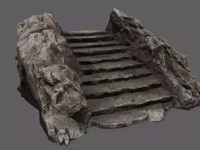 Stairs rock staircase Low-poly 3D model buy