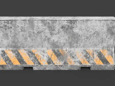 Old Concrete Barrier Low-poly 3D model