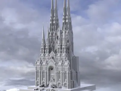 Fantasy Cathedral Very Grand gothic  2 3D print model