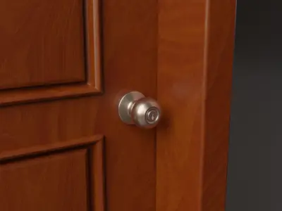 Carved wooden door - Entrance - Room - Bathroom door 3D model