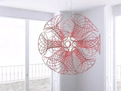 Vita pendant light made of wires in shape of flower 3D model