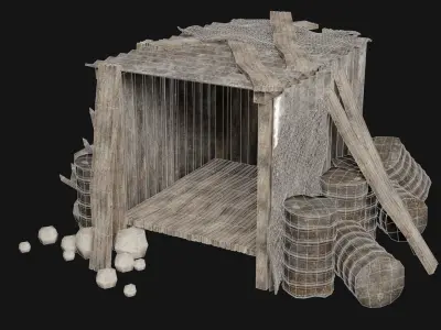 POST APO IMPROVISED SHELTER TENT HOUSE CAMP SURVIVAL COLLECTION Low-poly 3D model