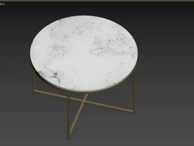 Conference table round Alisma white marble 3D model