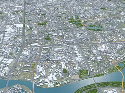 Foshan Guangdong Province China 55km AI Low-poly 3D model