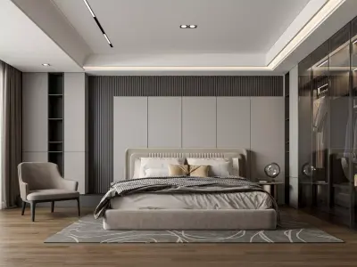 Modern Minimal Master Bedroom 3D model