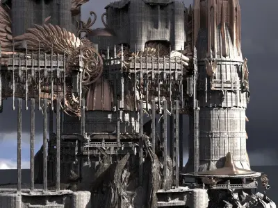 Steampunk Time Castle ocean  3D model