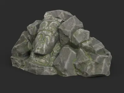 Rock Maya 1001 - Grey Jagged Stone Low-poly 3D model