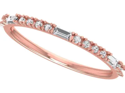 Solitaire Women Light Weight Baguette Stone Band Ring 3D print model shop