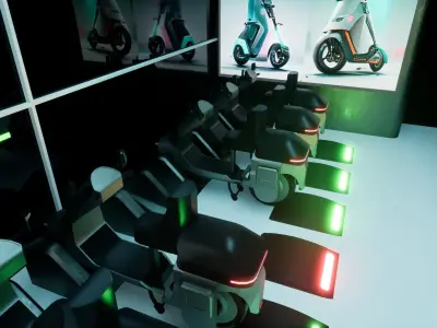 Cyberpunk Electric Scooter Station Low-poly 3D model