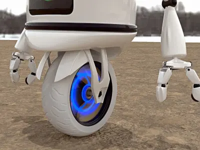 One wheel Robot Rigged  3D model