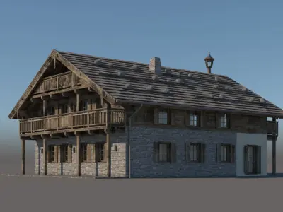 Chalet 3 wooden house 3D model