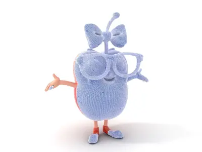 Cherry Character Model with Bow and Glasses  Rigged and Animated Low-poly 3D model