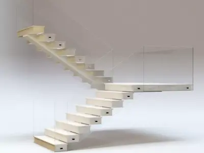 Stairs Set 01 - Marble Stairs in diverse shapes Low-poly 3D model