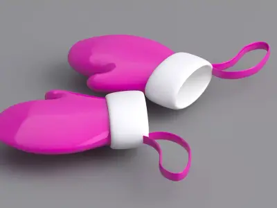 christmas hand gloves Pink 3D model