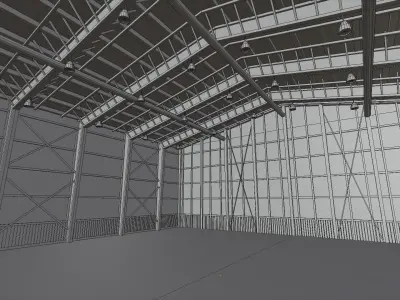 Airplane Hangar Interior 3D Model Low-poly 3D model