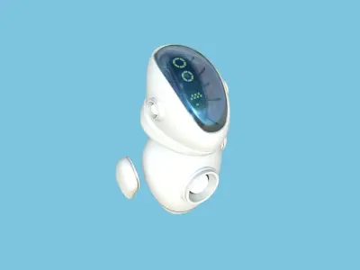 Flying Robot 01 White - Character SciFi Design Low-poly 3D model