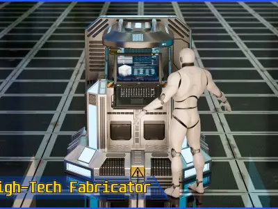 SciFi Fabricator Crafting Station - Game-Ready Low-Poly 3D Model Low-poly 3D model