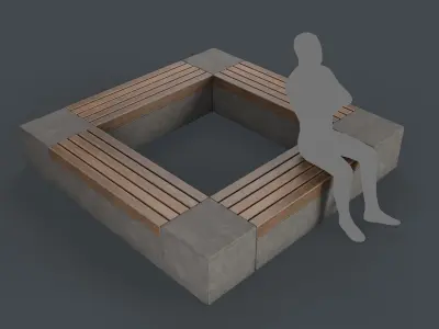 Modern Outdoor Bench 115 PBR Game Ready Low-poly 3D model
