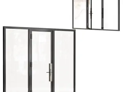  A set of metal windows and doors 3D model