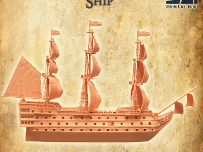 Manowar Ship Tabletop Terrain 28 MM 3D print model