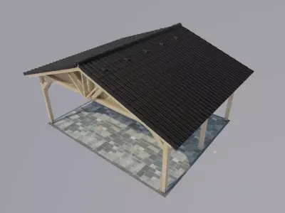 wooden carport 5x6 tiled 3D model