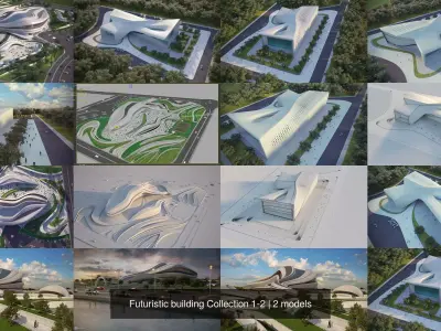 Futuristic building Collection 1-2 3D Model Pack